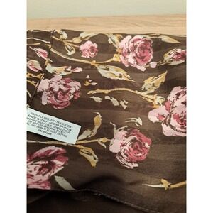 Brown Floral Stripe Lightweight Scarf Made in Italy